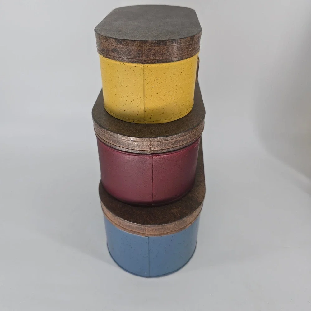Tender Heart Treasures Nesting Tins Set 3 Primary Colors Farmhouse Decor 60621